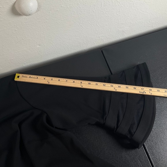 Calvin Klein Sheath Dress Sz 14W Black Mesh Trim Bell Sleeve Cocktail Party - Picture 13 of 15